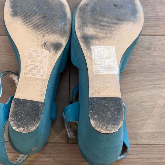 B.A.I.T. (But Another Innocent Tale) Turquoise Retro Wedge Sandals - Picture 7 of 7